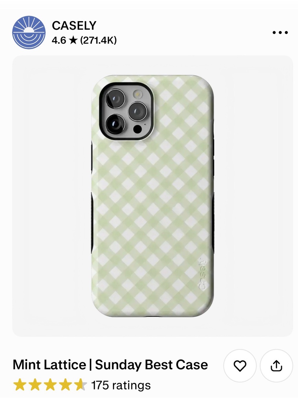 Casely Mint Green Plaid iPhone 14 Pro Case
